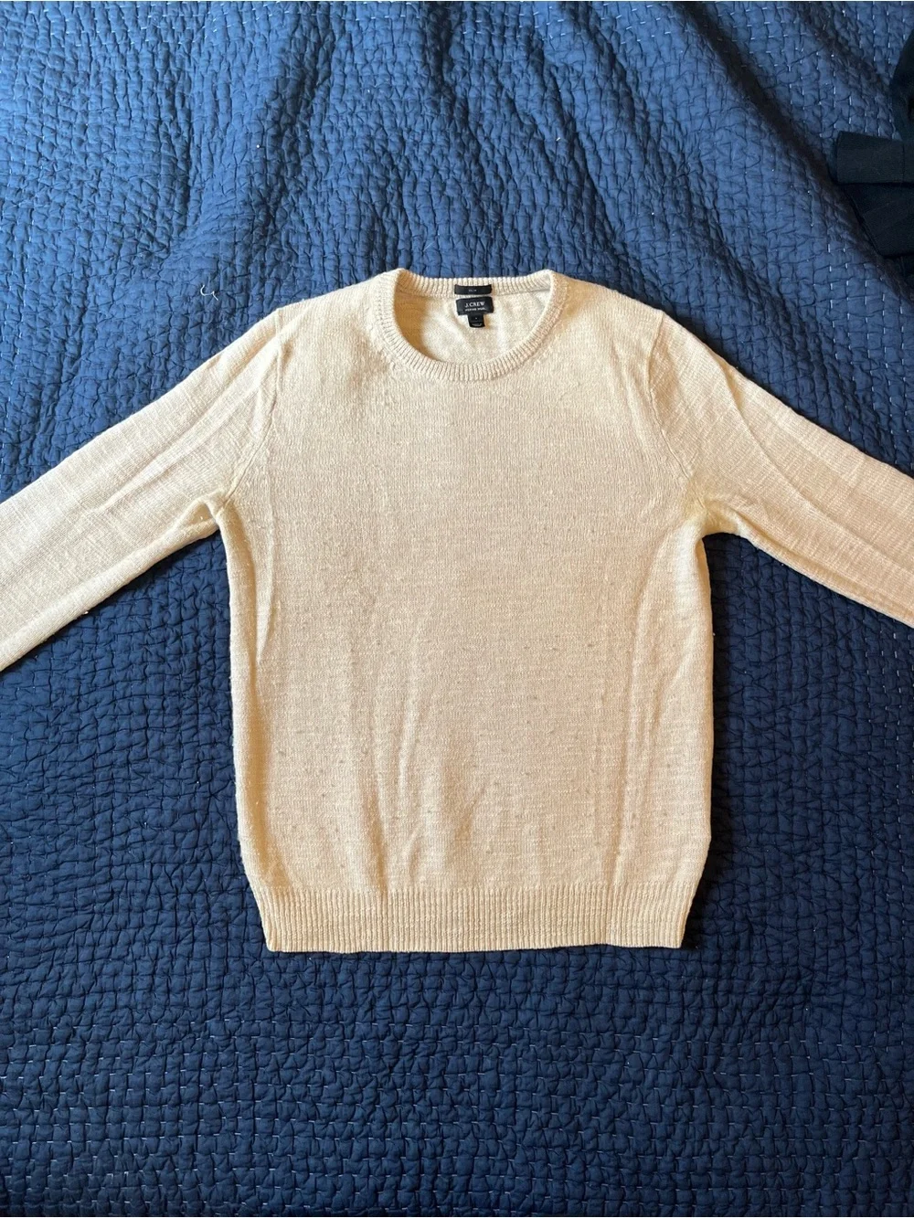 J. Crew Men’s Cream Crewneck Wool Blend Sweater